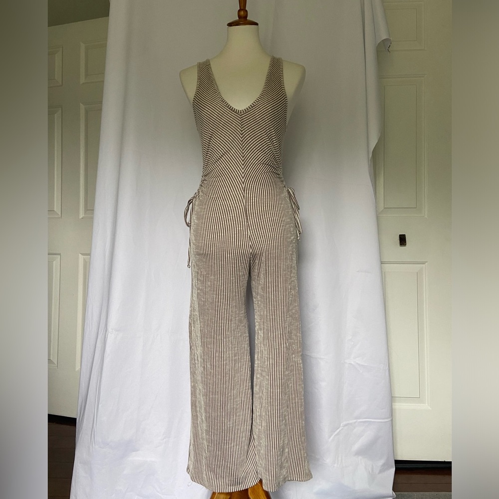 Striped romper with cut out sides medium women
